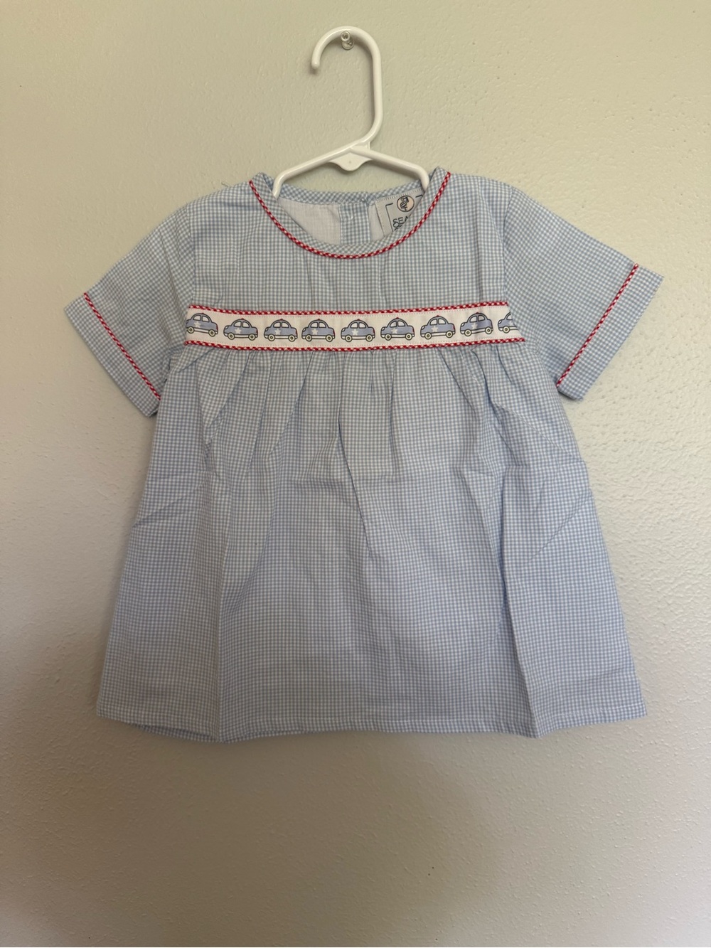 Trunk Show Seaside Proper Ribbon Swing Top Gingham Smocked Car Kids Top